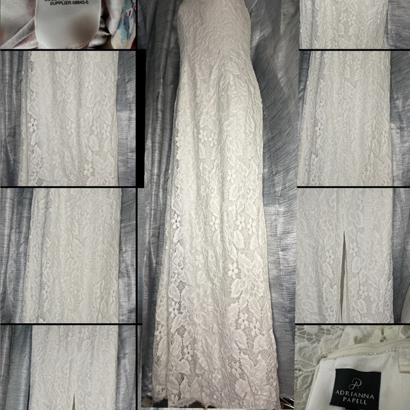 Adrianna Papell White Lace, Strapless Bodycon Long Wedding Gown Dress ~ Size 4 - Picture 3 of 11